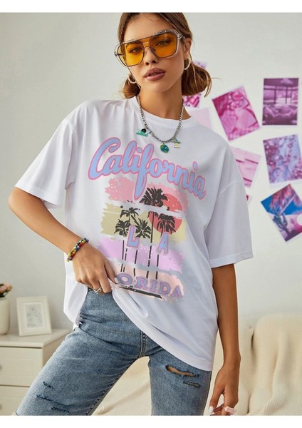 Beyaz California Oversize T-Shirt indirimleri