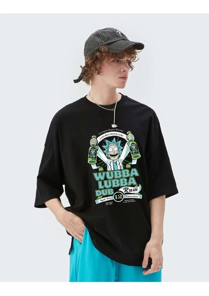 Unisex Ricky And Morty Baskılı Oversize T-Shirt