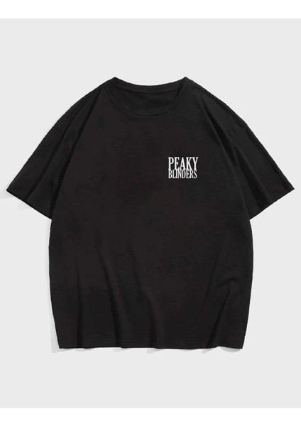 Unisex Siyah Peaky Blinders Ön ve Arka Baskılı Oversize T-Shirt fiyatları