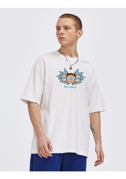 Unisex Rick And Morty Brain Baskılı Oversize T-Shirt
