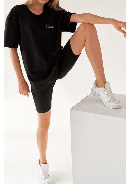 Oversize Cool Dude Baskılı Siyah Tshirt fırsatları