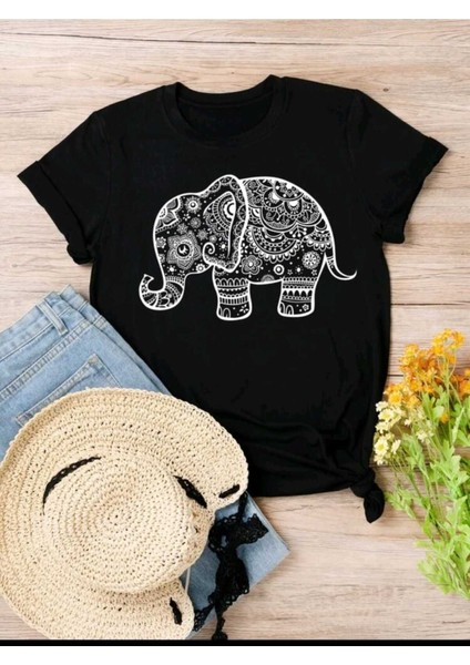 Elephant Fil Baskılı Oversize Salaş Boyfirend Ünisex T-Shirt