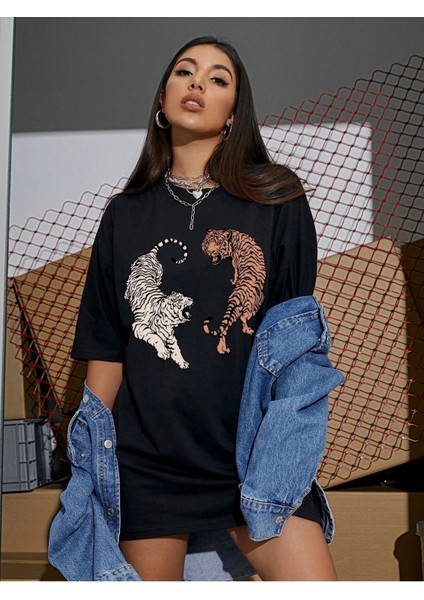 Oversize T-Shirt Tiger Baskılı