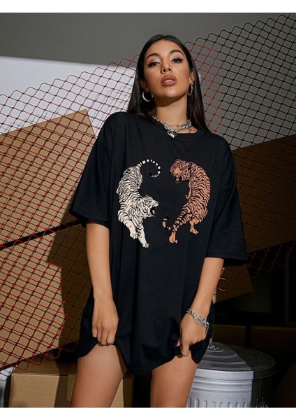Oversize T-Shirt Tiger Baskılı fırsatları