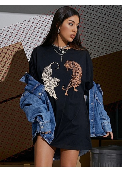 Oversize T-Shirt Tiger Baskılı indirimleri