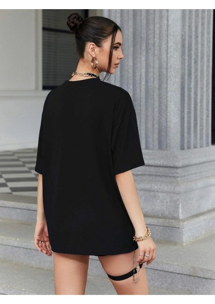 Siyah Oversize T-Shirt Chıcago Baskılı fiyatları