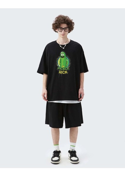Unisex Rick And Morty Pickle Baskılı Oversize T-Shirt fiyatları