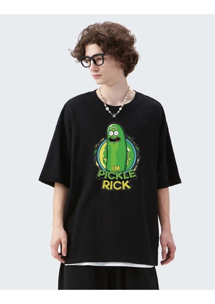Unisex Rick And Morty Pickle Baskılı Oversize T-Shirt modelleri