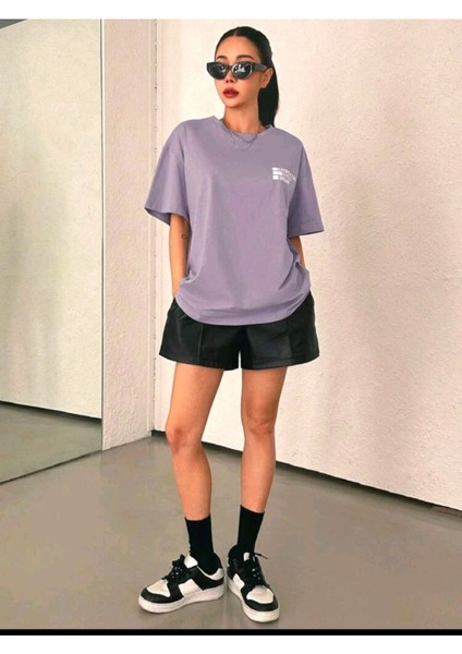 Kadın Cherısh Tıme Effect Baskılı Oversize Salaş T-Shirt Boyfriend
