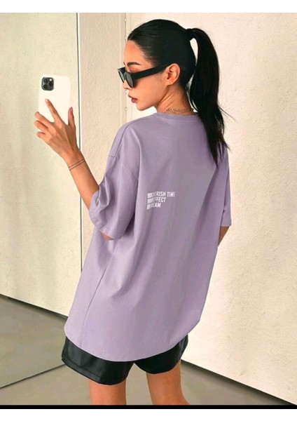 Kadın Cherısh Tıme Effect Baskılı Oversize Salaş T-Shirt Boyfriend modelleri