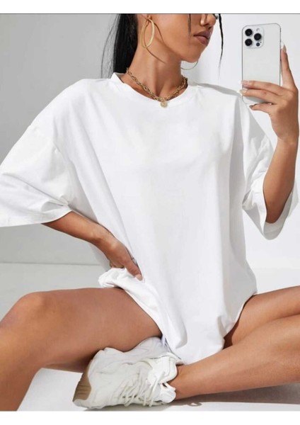 Düz Basic Kadın T-Shirt Oversize Salas Boyfriend