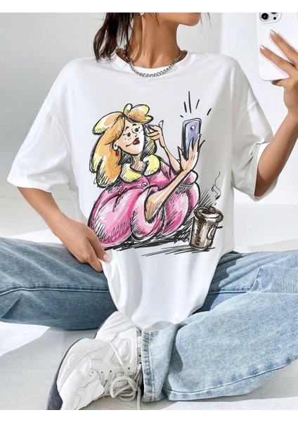 Selfie Woman Baskılı Oversize T-Shirt Salas Boyfriend