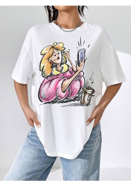 Selfie Woman Baskılı Oversize T-Shirt Salas Boyfriend fiyatları