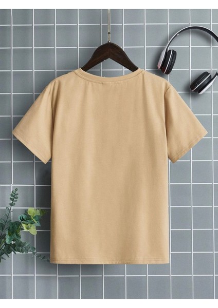 Unisex Bej Oversize T-Shirt Boston Baskılı fiyatları