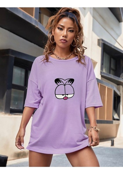 Garfield Baskılı Oversize T-Shirt Salaş Boyfirend