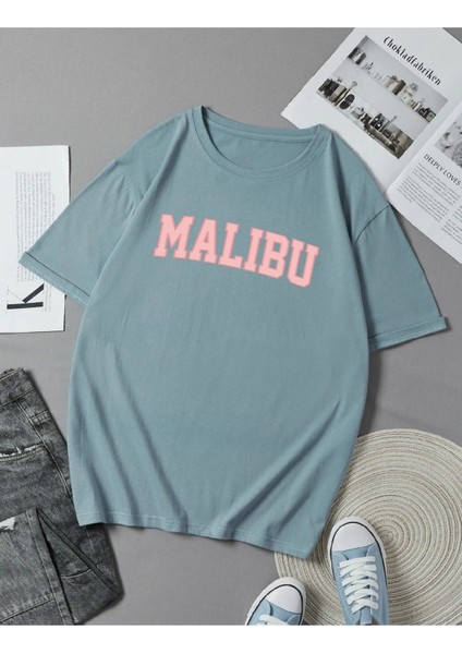 Unisex Malibu Baskılı Oversize T-Shirt