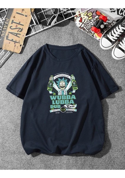 Unisex Ricky And Morty Baskılı Oversize T-Shirt