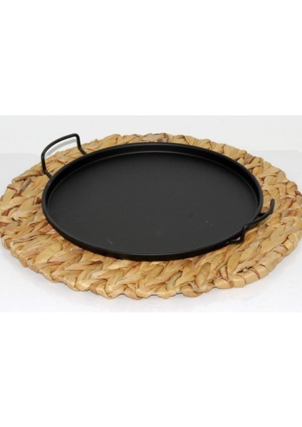 Sunumluk Metal Tepsi 24 cm Siyah