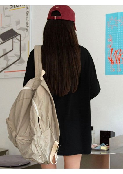 Siyah Vernal Record Baskılı Oversize T-Shirt fırsatları