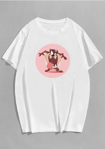 Unisex Tasmania Baskılı Oversize T-Shirt