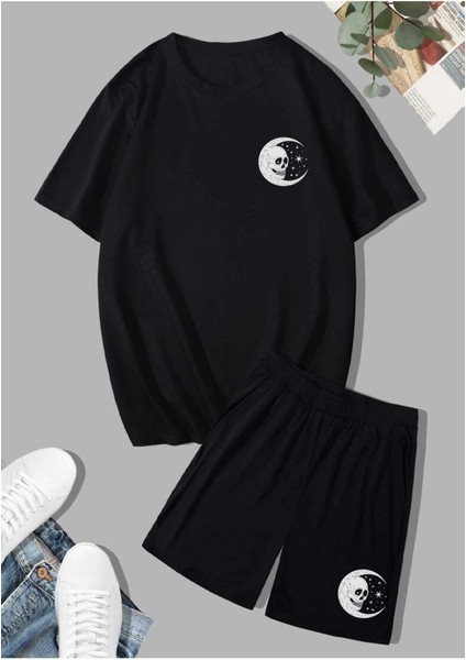 Unisex Hold Me Baskılı Oversize T-Shirt ve Şort Kombin