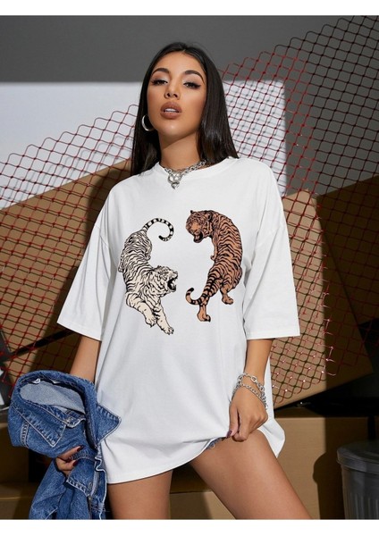 Oversize T-Shirt Tiger Baskılı