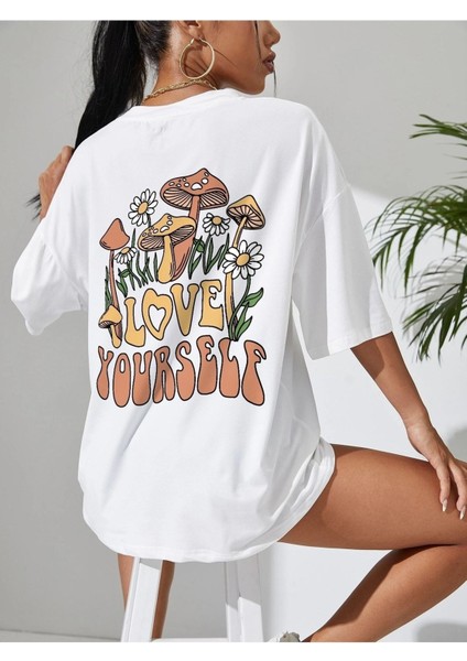 Oversize T-Shirt Love Your Self Baskılı fırsatları