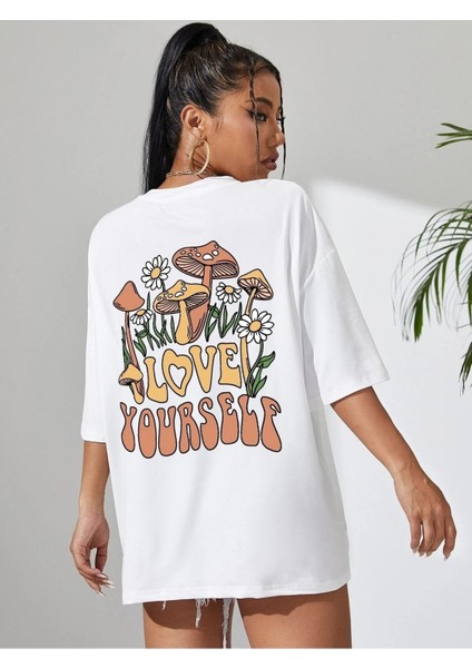 Oversize T-Shirt Love Your Self Baskılı indirimleri