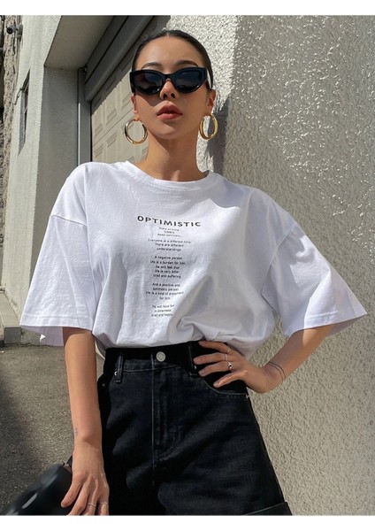 Oversize T-Shirt Optımıstıc Baskılı