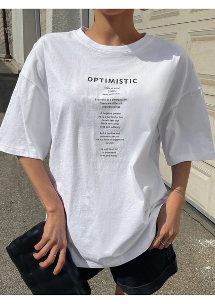 Oversize T-Shirt Optımıstıc Baskılı