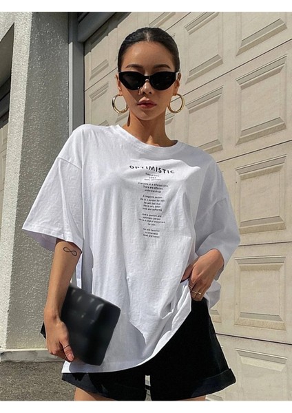 Oversize T-Shirt Optımıstıc Baskılı