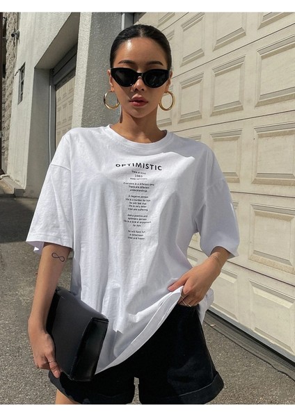 Oversize T-Shirt Optımıstıc Baskılı