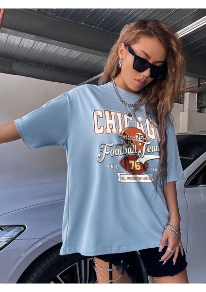 Oversize T-Shirt Chıcago Football Team Baskılı fiyatları