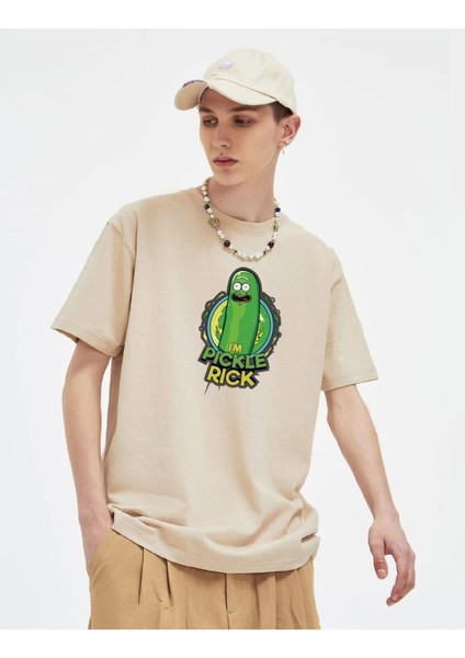 Unisex Rick And Morty Pickle Baskılı Oversize T-Shirt