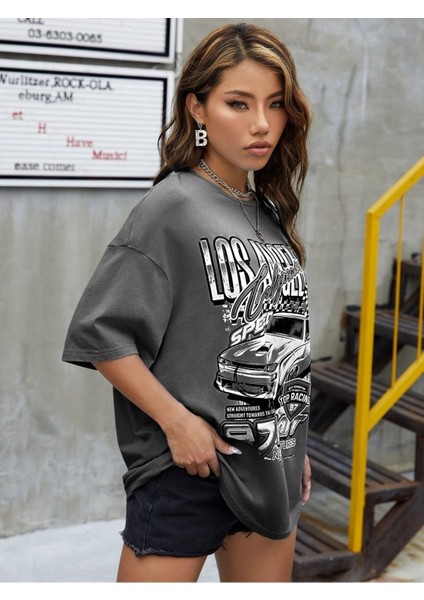 Los Angels Baskılı Oversize Salas T-Shirt Boyfriend indirimleri
