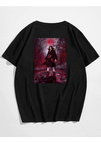 Unisex Naruto Itachı Fall Baskılı Oversize T-Shirt
