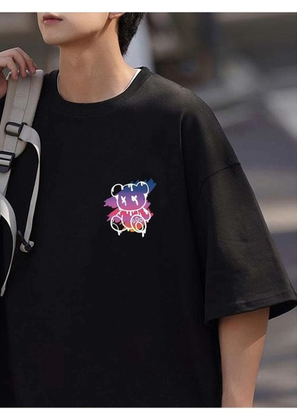 Bear New York Baskılı Oversize Erkek T-Shirt Salaş Boyfirend fiyatları