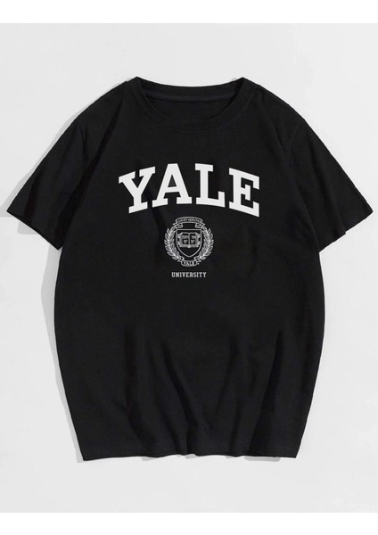 Unisex Yale Baskılı Oversize T-Shirt