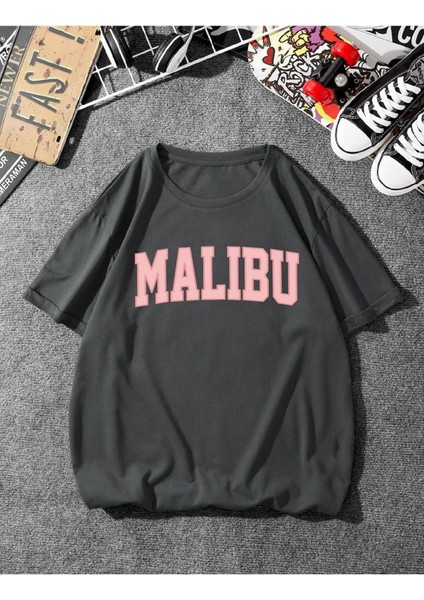 Unisex Malibu Baskılı Oversize T-Shirt