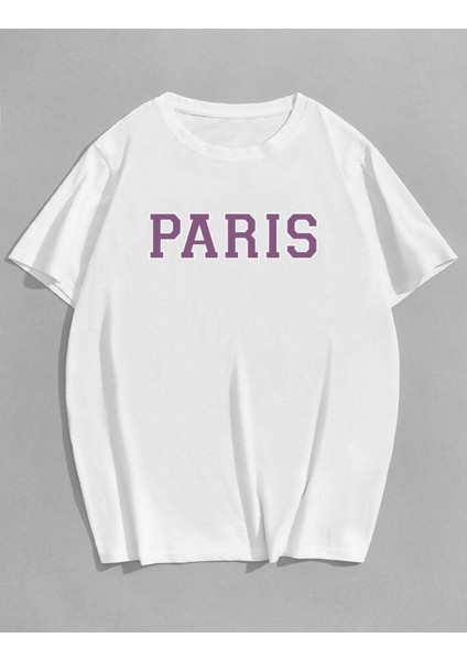 Unisex Paris Yazılı Baskılı T-Shirt