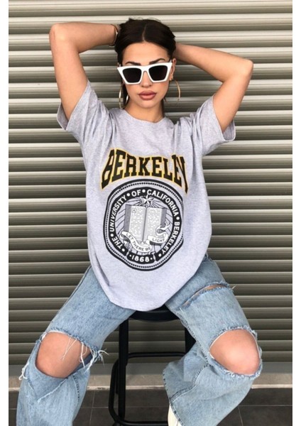 Oversize Unisex Berkeley Baskılı T-Shirt