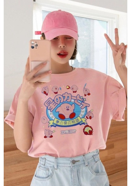 Kadın Pembe Oversize Salas Boyfriend Kadın T-Shirt Top Bluz