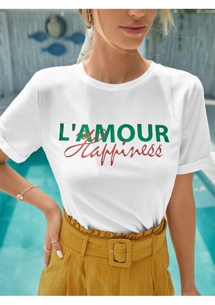 Kadın Oversize T-Shirt L' Amour Baskılı