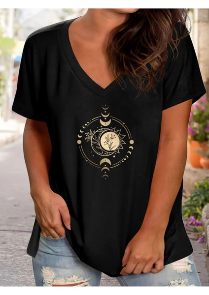Kadın Oversize Salaş V Yaka T-Shirt
