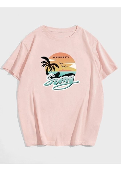 Unisex Sunny Baskılı Oversize T-Shirt