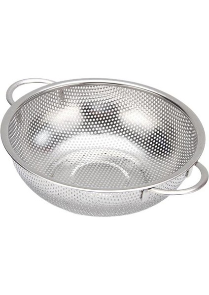 Paslanmaz Çelik Metal Yemek Süzgeci - Makarna Gıda Süzgeci Delikli Süzgeç 32.5 cm