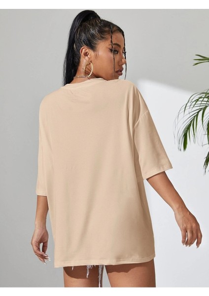 Face Baskılı Kadın Oversize Salaş T-Shirt Boyfriend fırsatları