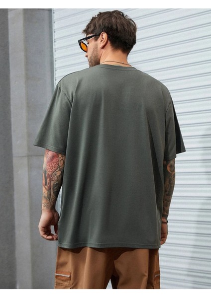 Füme Oversize T-Shirt Kartal Baskılı fırsatları