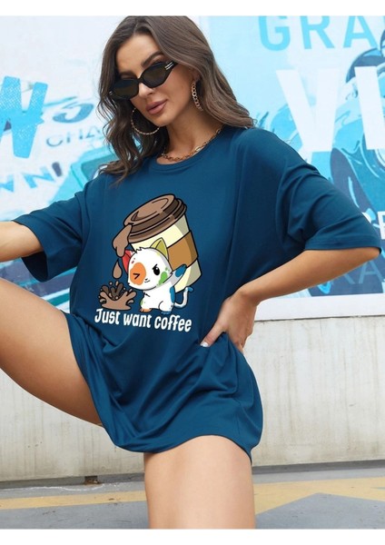Saks Oversize T-Shirt Coffee Baskılı indirimleri