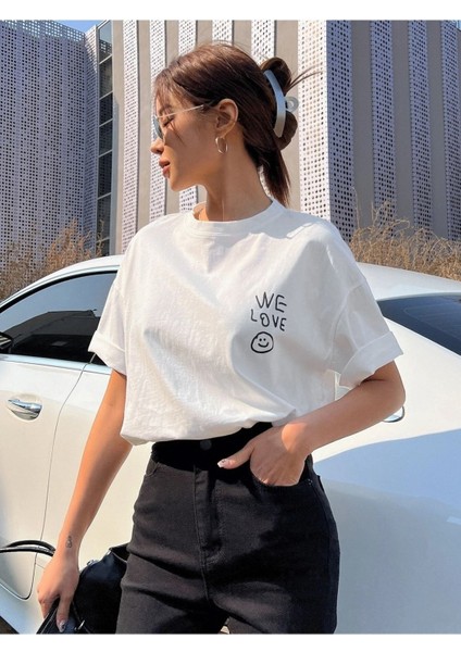 We Love Baskılı Oversize T-Shirt fiyatları